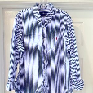 Royal blue striped Ralph Lauren button down large